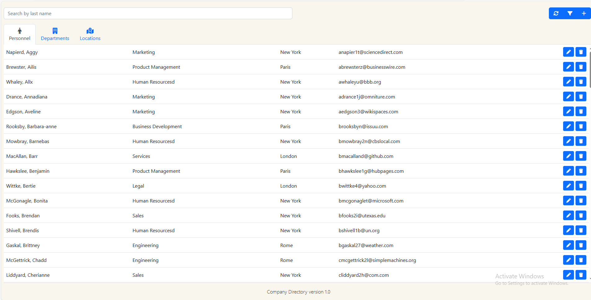 Company Directory Project